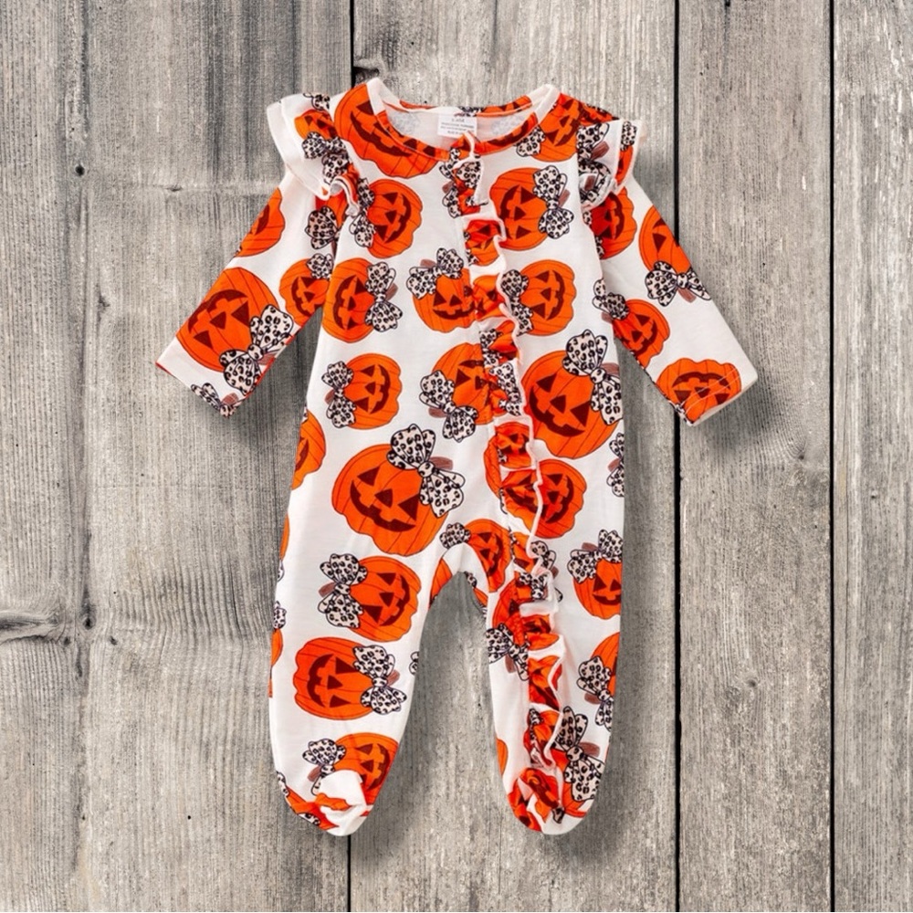 Baby Girl Pumpkin Zip Romper